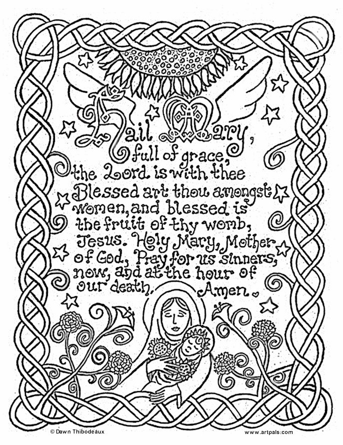 hail mary prayer coloring pages for children